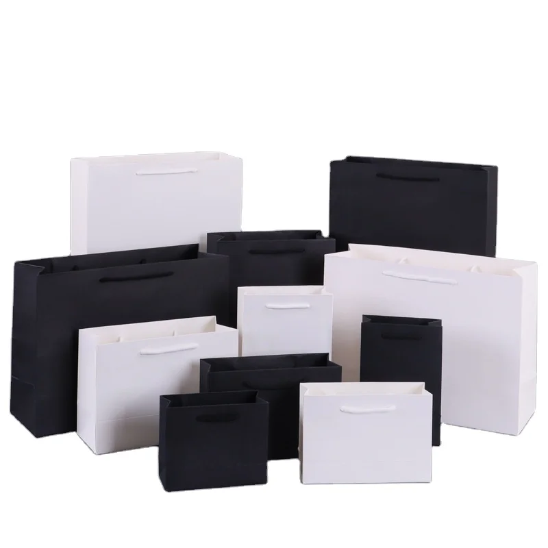 Black White Brown Customize Kraft Paper Gift Bags  Handles  Luxury With Logo Making Machine