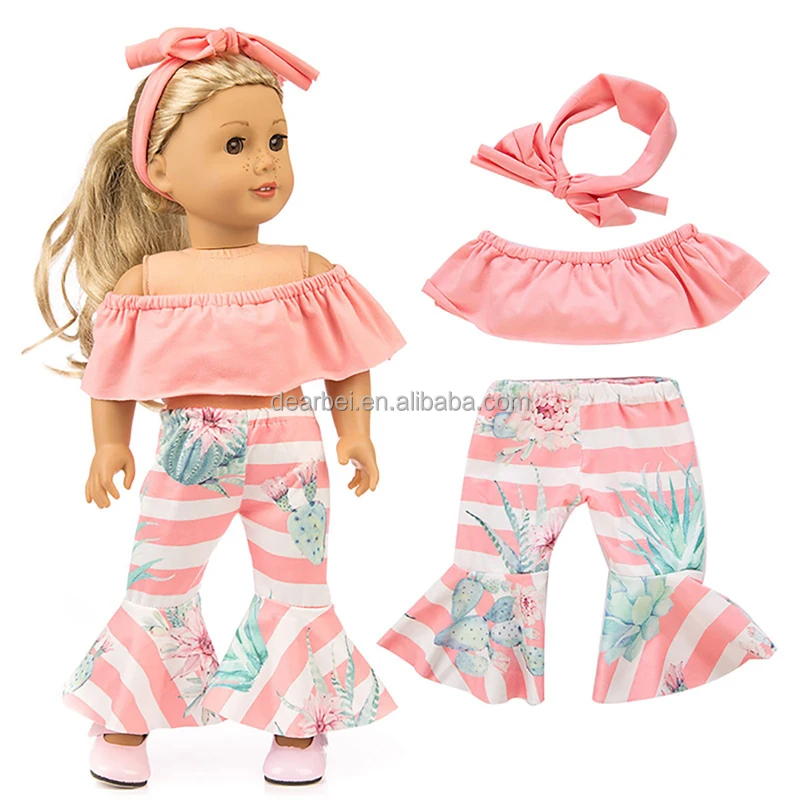 New Design American 18 inch girl Shafu doll clothes one line shoulder flare pants fashion change dress baby