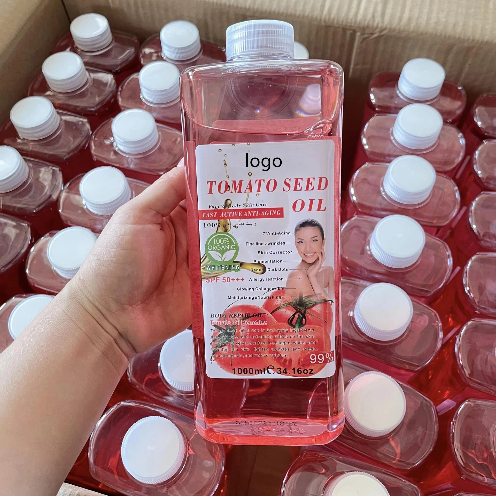 OEM factory price 1000ml skin whitening brightening anti wrinkle tomato seed oil lightening body oil essential oil