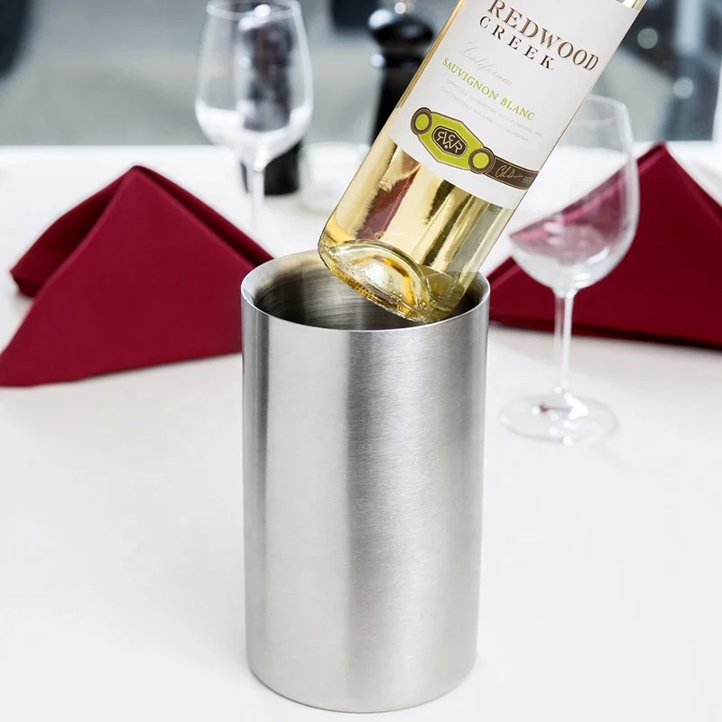 750ml BPA Free Stainless Steel Ice Bucket Double Walled Wine Chiller Cooler Ice Buckets 18/8 Metal Bottle Cooler