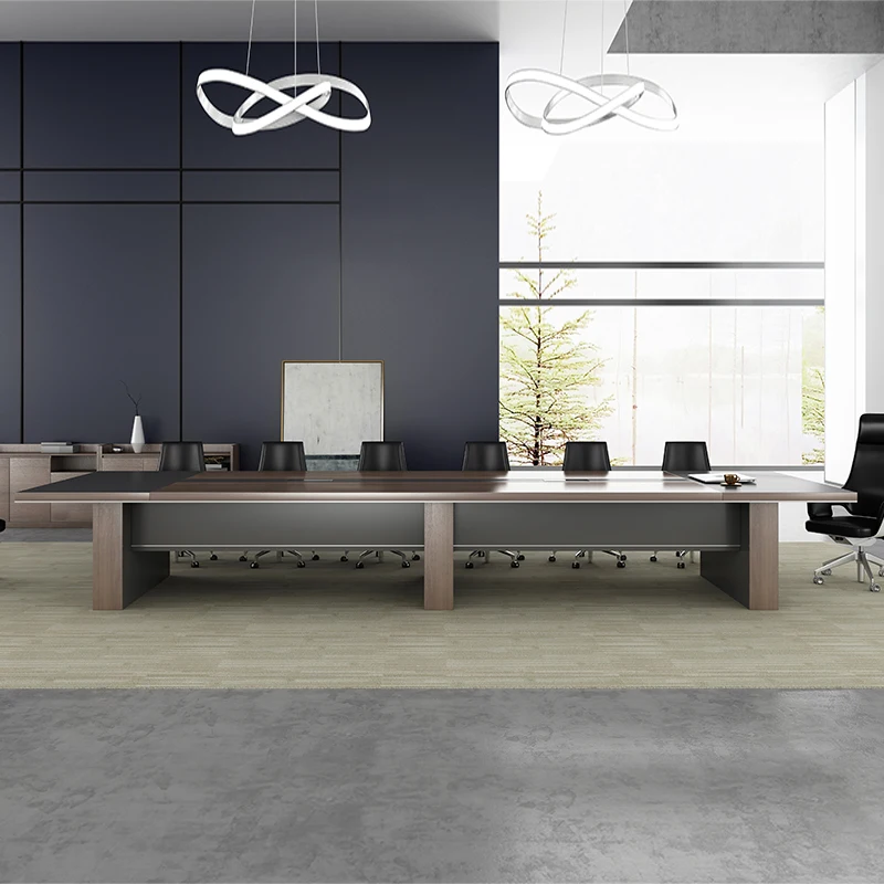 Luxury Modern 14-Seater Conference Table Steel and Wooden Office Furniture for Home Hotel or Hospital Meeting Rooms