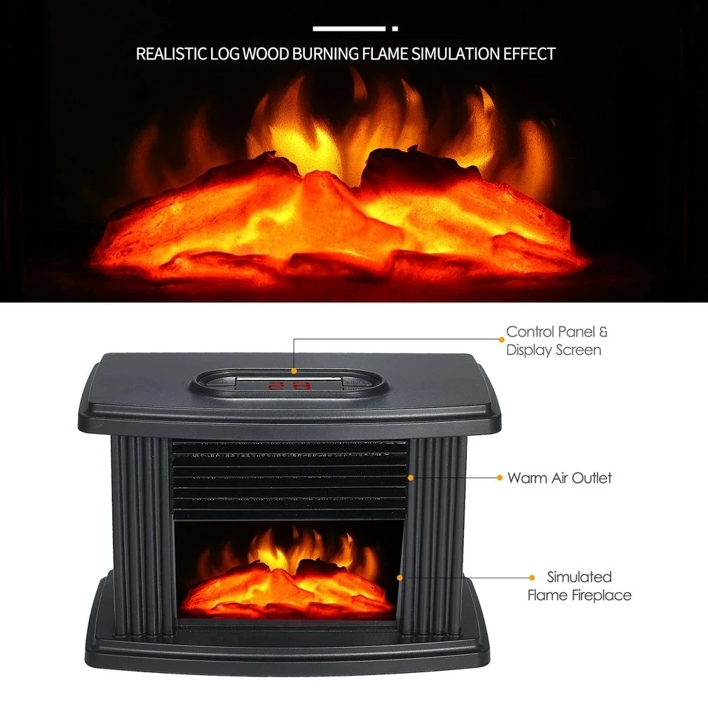1000W Electric Fireplace Hater For Home With Remote Control Fireplace Electric Flame Decoration Portable Indoor Space Heater