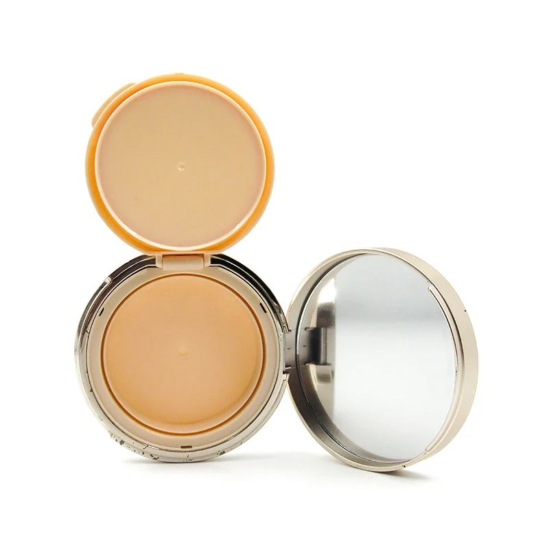 Gold plating custom design cosmetics plastic packaging, 15g round makeup air cushion BB powder liquid foundation empty case