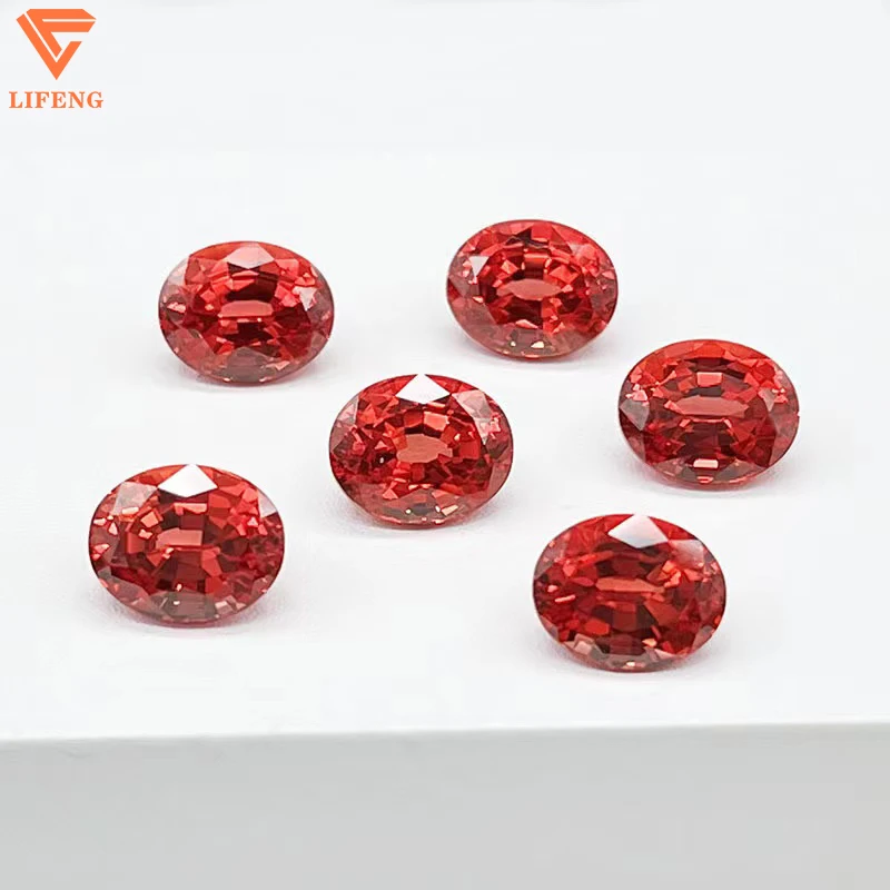 Factory Direct Selling Wholesale High Quality Loose Gemstone Manufacturer Synthetic Orange Corundum Gems Oval Padparadsha #55
