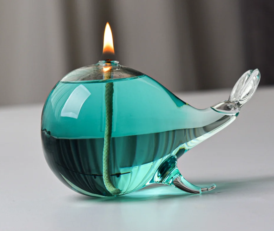 Nordic Romantic Simple Creative Cute Small Whale Design Glass Oil Lamp