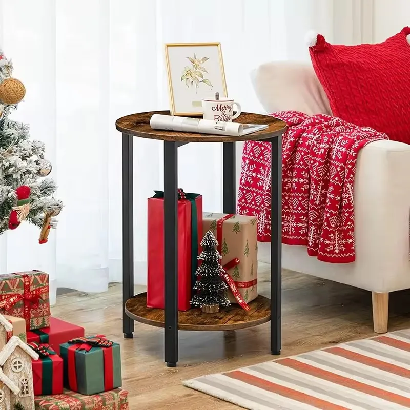WIREKING 2 Tier Round Coffee Tables Luxury Side Table for Living Room Furniture
