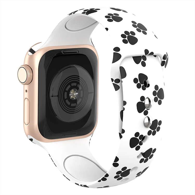 Adepoy Custom New Printed Silicone Watch Bands For Apple Watch Band iwatch Series 8 7 41mm 45mm Rubber Smart Watch Strap A-S009
