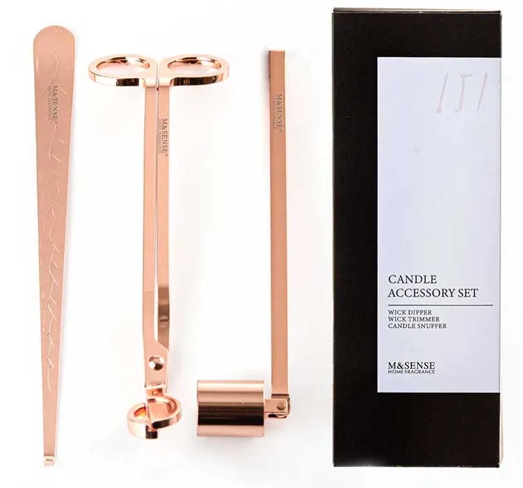 Engraved Stainless Steel Wholesale Bulk Custom Lighter Snuffer Black Candle Tool Wick Trimmer sets