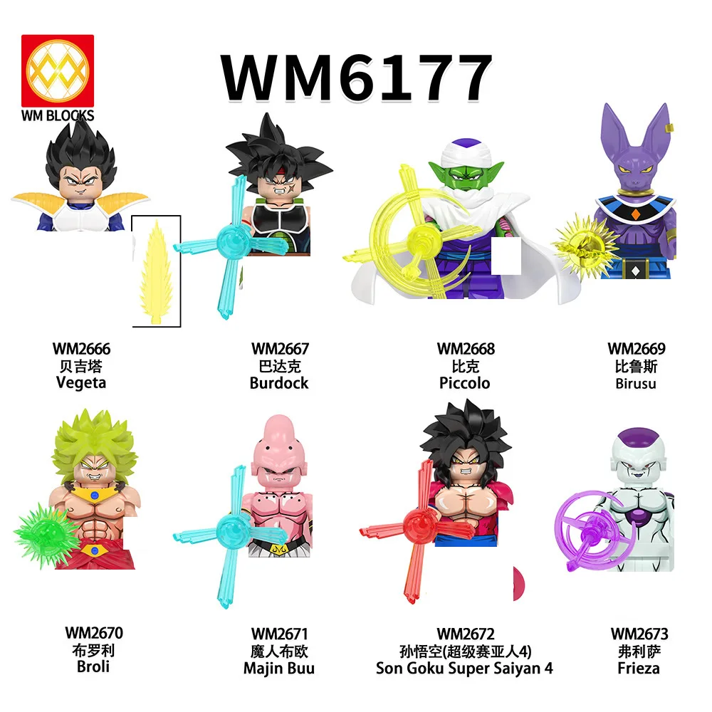 WM6177 WM6178 Dragon Goku Ball Vegeta Burdock Birusu Broli Buu Anime DIY Bricks Building Blocks Mini Action Figures Kids Toys
