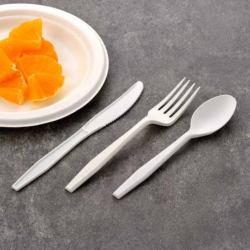 Factory Price Disposable CPLA Plastic Forks And Spoon Food Grade Knife Plastic Cutlery