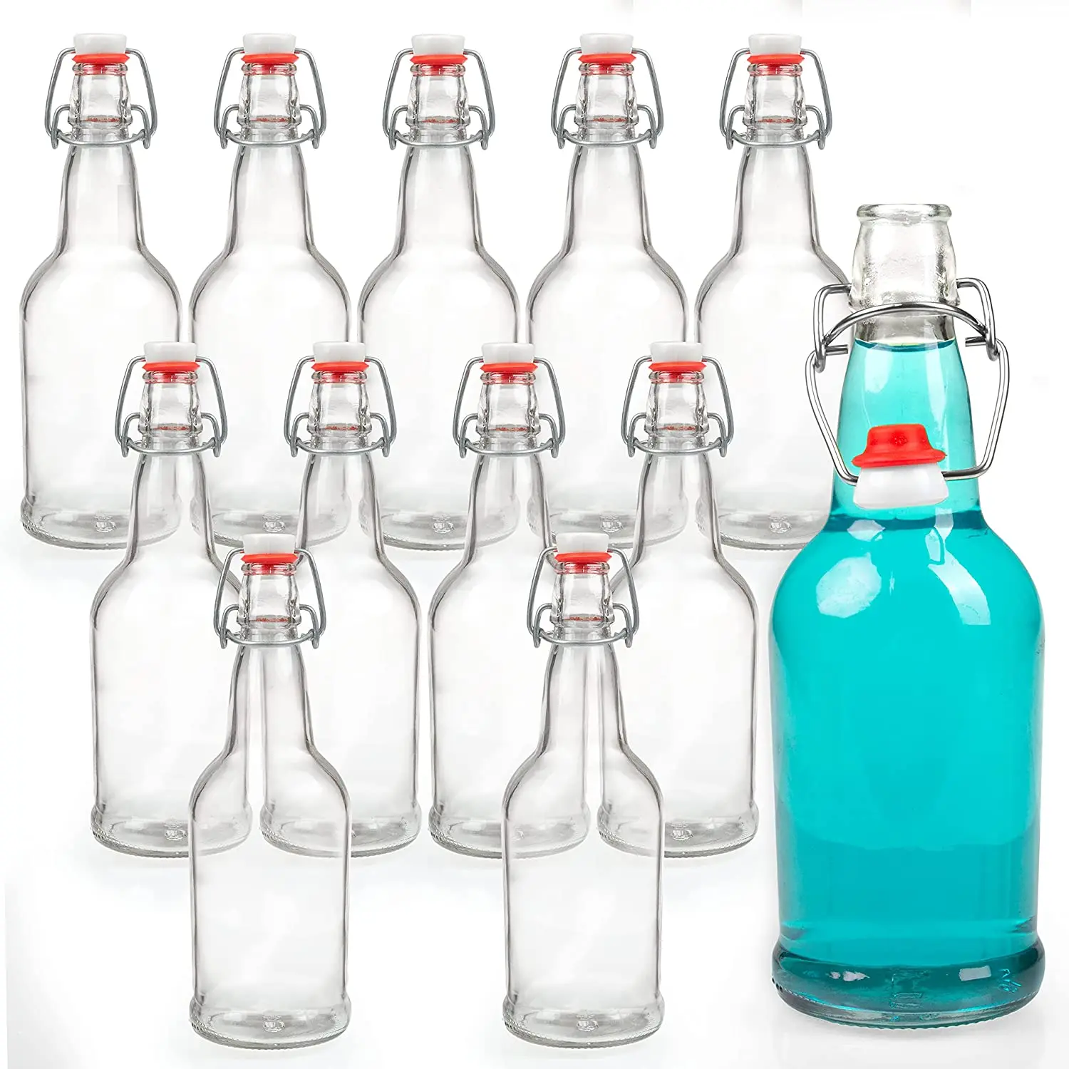 Glass Bottles Drink Set Of 6 Pieces 16 OZ Swing Top Glass Bottle With Airtight Wholesale 500ml Glass Bottle For  Juice Beer