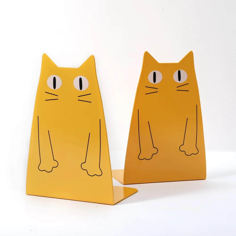 Maxery Iron Book Holder Standbook Stand Creative Cartoon Cat Bookend Bookshelf Children Christmas Gift Office School Supplies