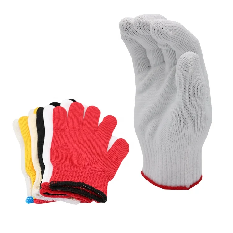 HB SAFETY Gloves Protective Work CT 7211 Knitted White Nylon Gloves Guantes De Trabajo