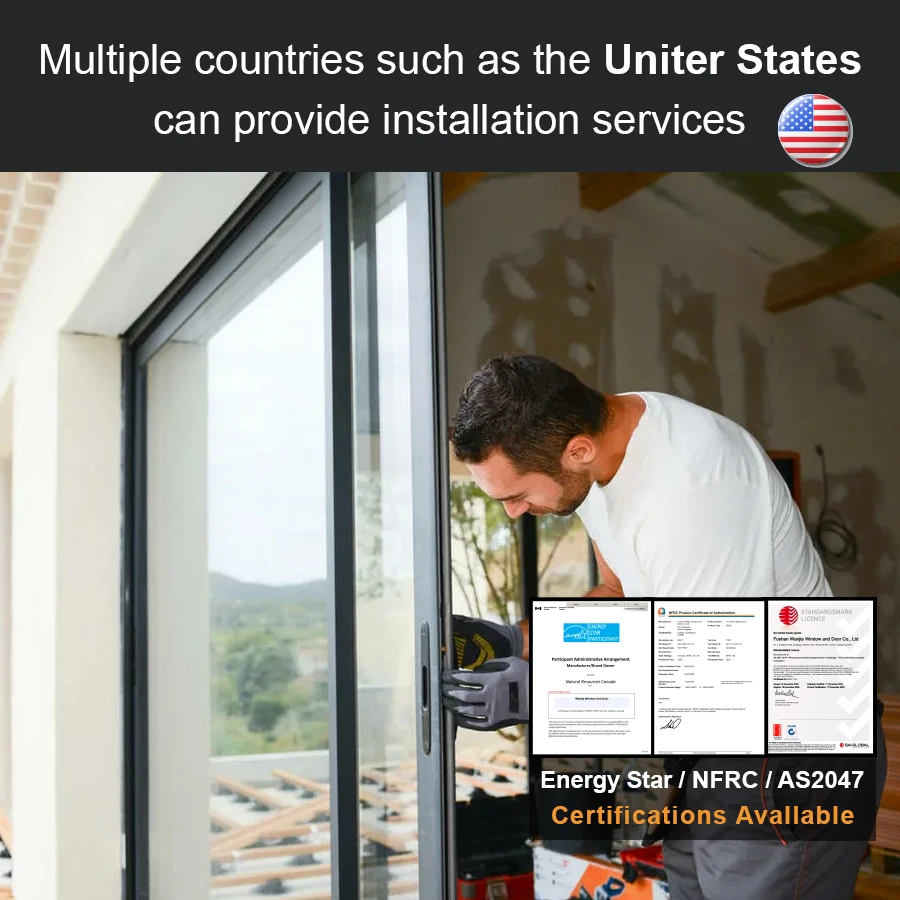 WANJIA Exterior Patio Sliding Glass Door Aluminum Automatic Sliding Door Aluminium Door