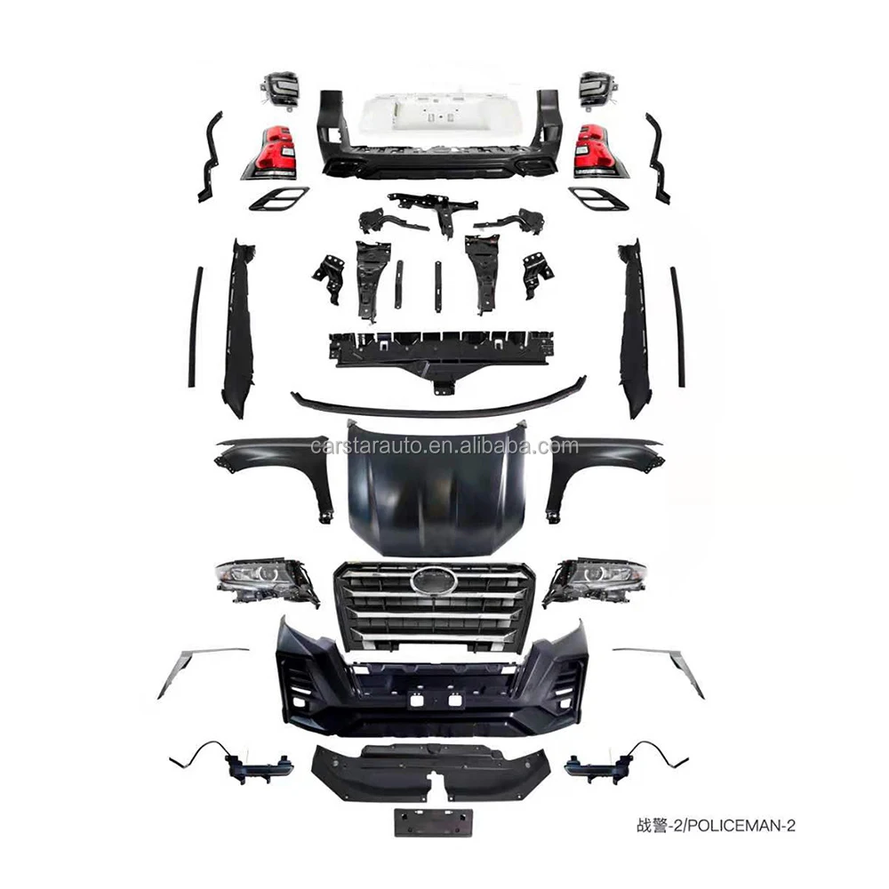 auto parts Body kit For Toyota Land Cruiser Prado 2011-2018 Upgrade To Prado 2022 Police-man style Bumper head lamp rear lights