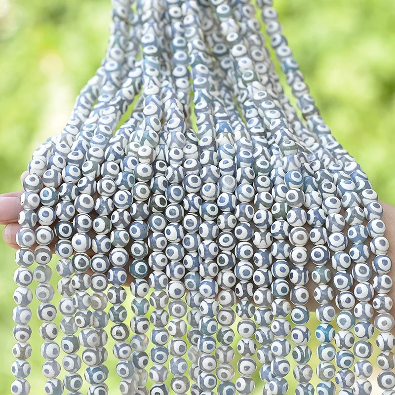 Cliobeads 8mm Brown frosted Tibetan dzi Agate round beads for jewelry making natural loose gemstones