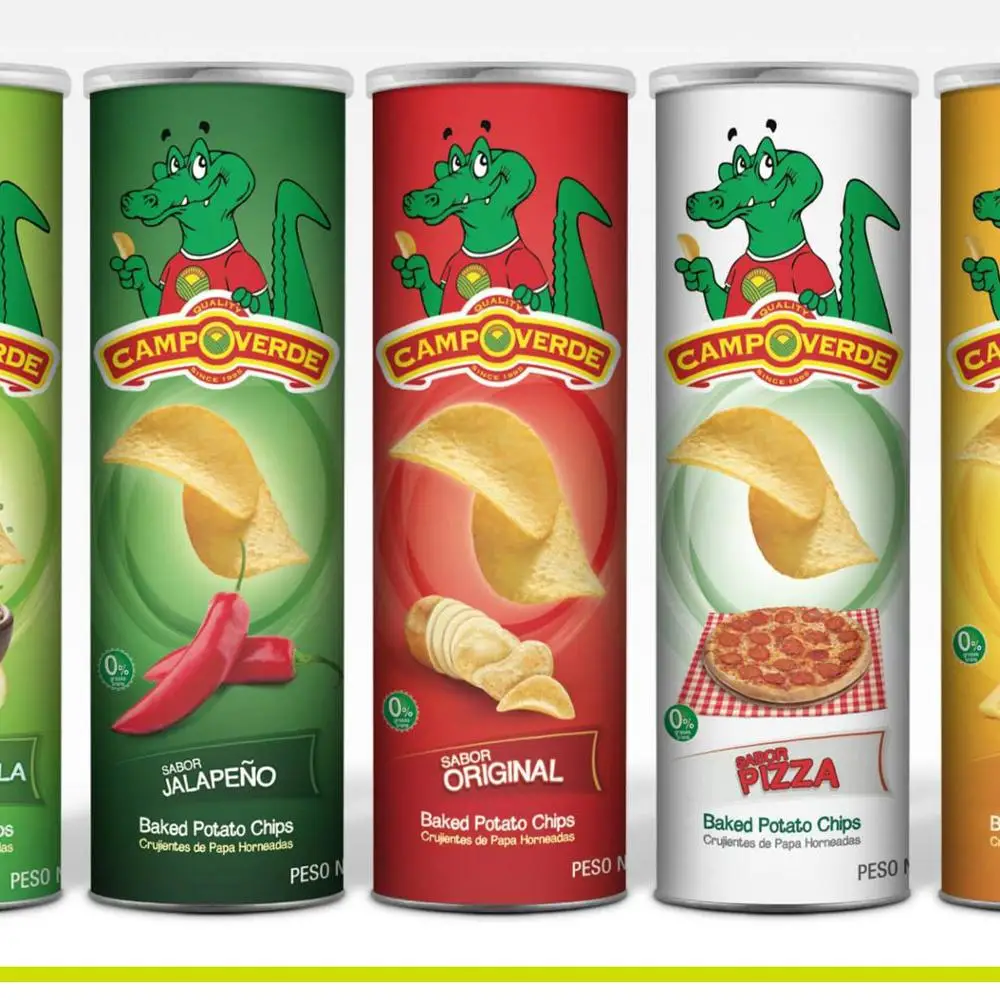 Puffed cheese flavor potato chips in can