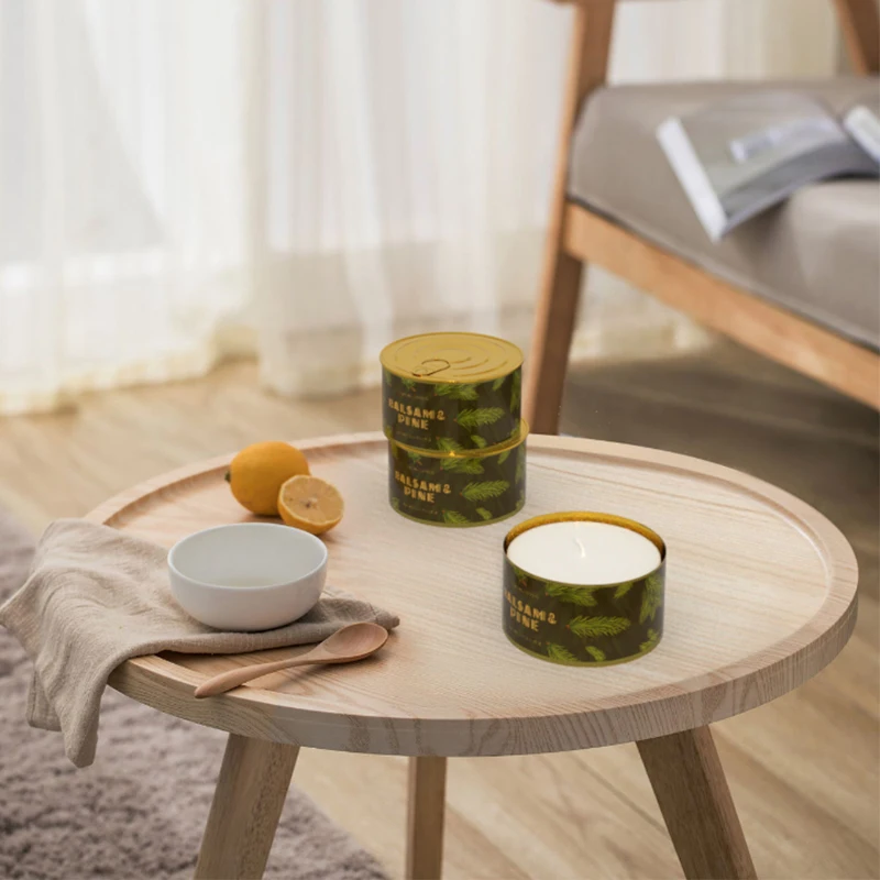 High Quality Customizable Patterned Aluminum Metal Pop-Top Can  Wholesale Candle Tin Jar for Candle Making for CHRISTMAS