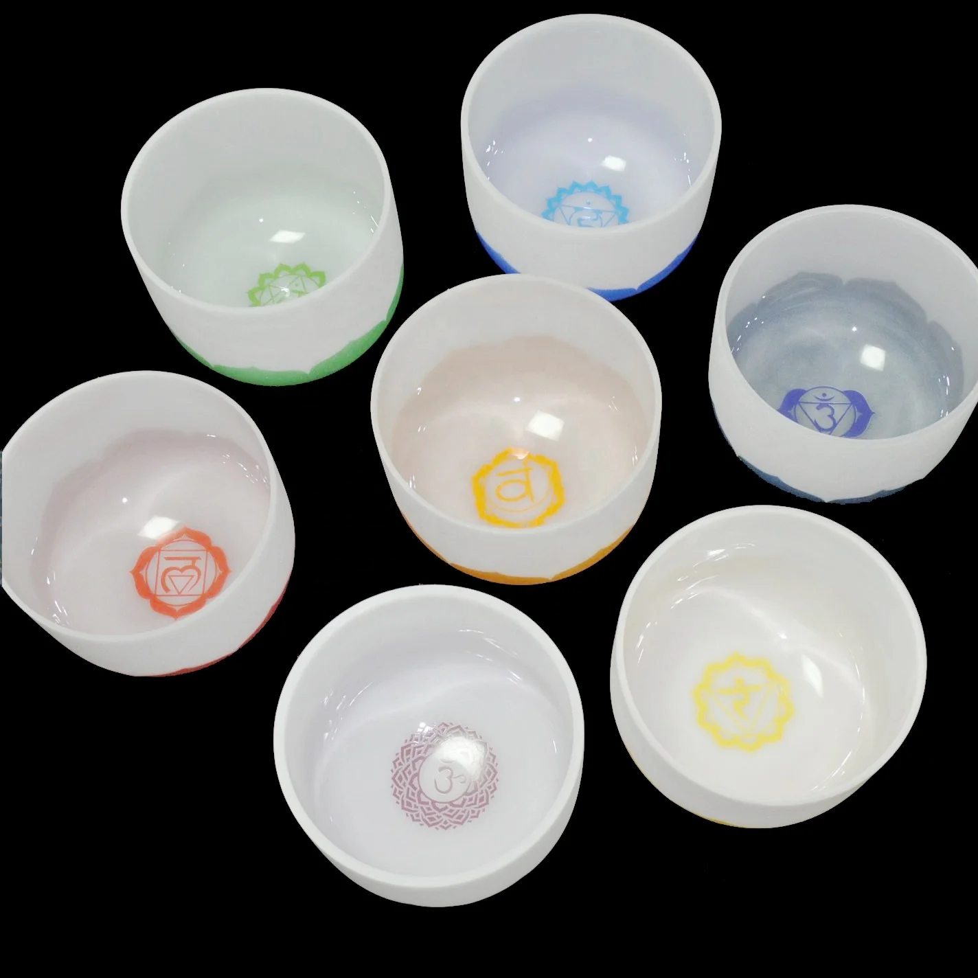 Набор хрустальных чакр 6-14 дюймов, 99.9% кварцевые чаши для исцеления текарапии