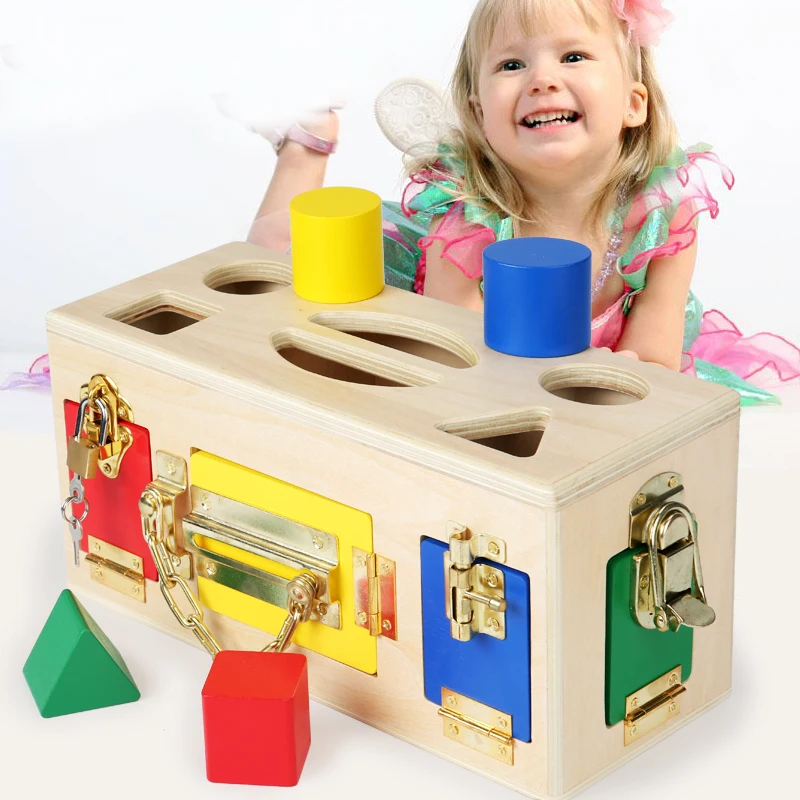 Montessori early education treasure box DIY for training memory wooden toys matching learning Locking Box