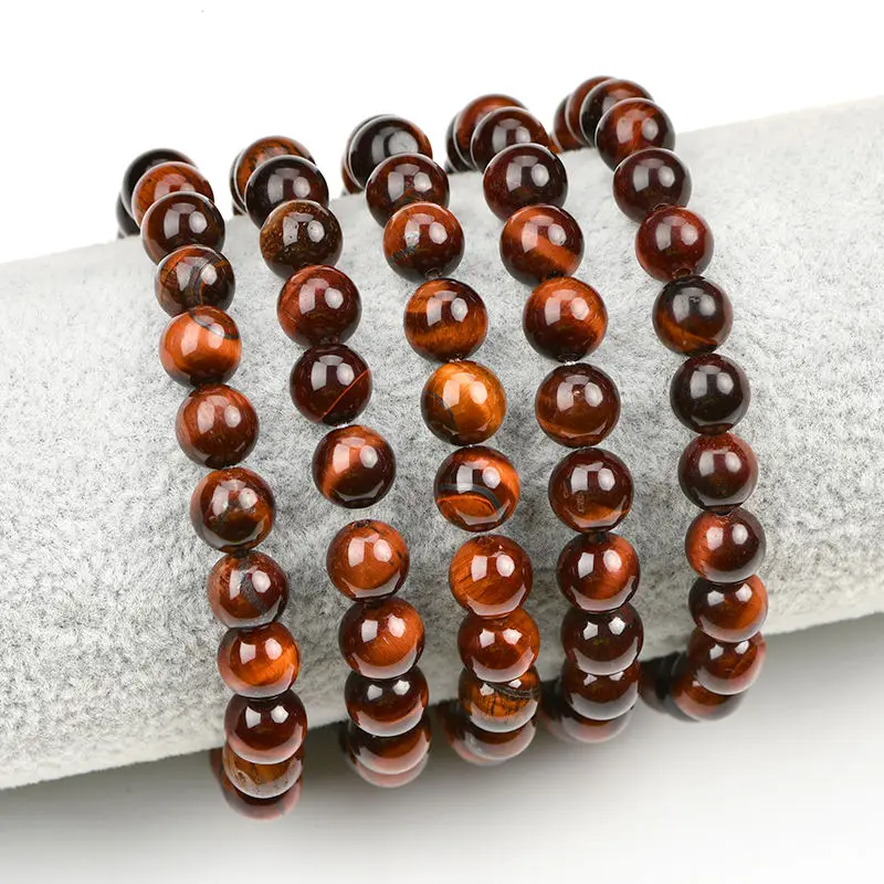 Factory Wholesale Natural Red Tiger Eye Stretch Bracelet Healing Gemstone Beaded Bracelet