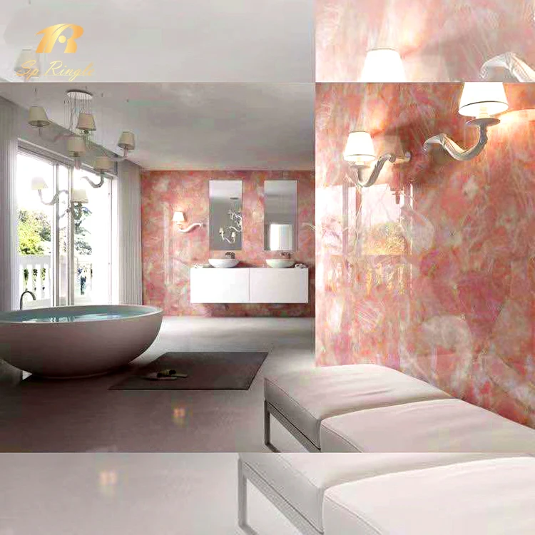 Роскошные розовые мраморные плиты из натурального камня для душевой стены и пола украшения Springletile