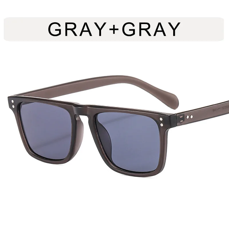 2023 UNOC New Fashion Retro Studs Square Sunglasses Shades Uv400 Vintage Korean Style Sun Glasses for Men and Women