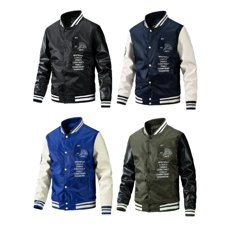 Letter Embroidered Baseball Uniform Cotton Bomber Letterman Jacket for Men Autumn Winter All-match Casual Thin Cotton Coats Men