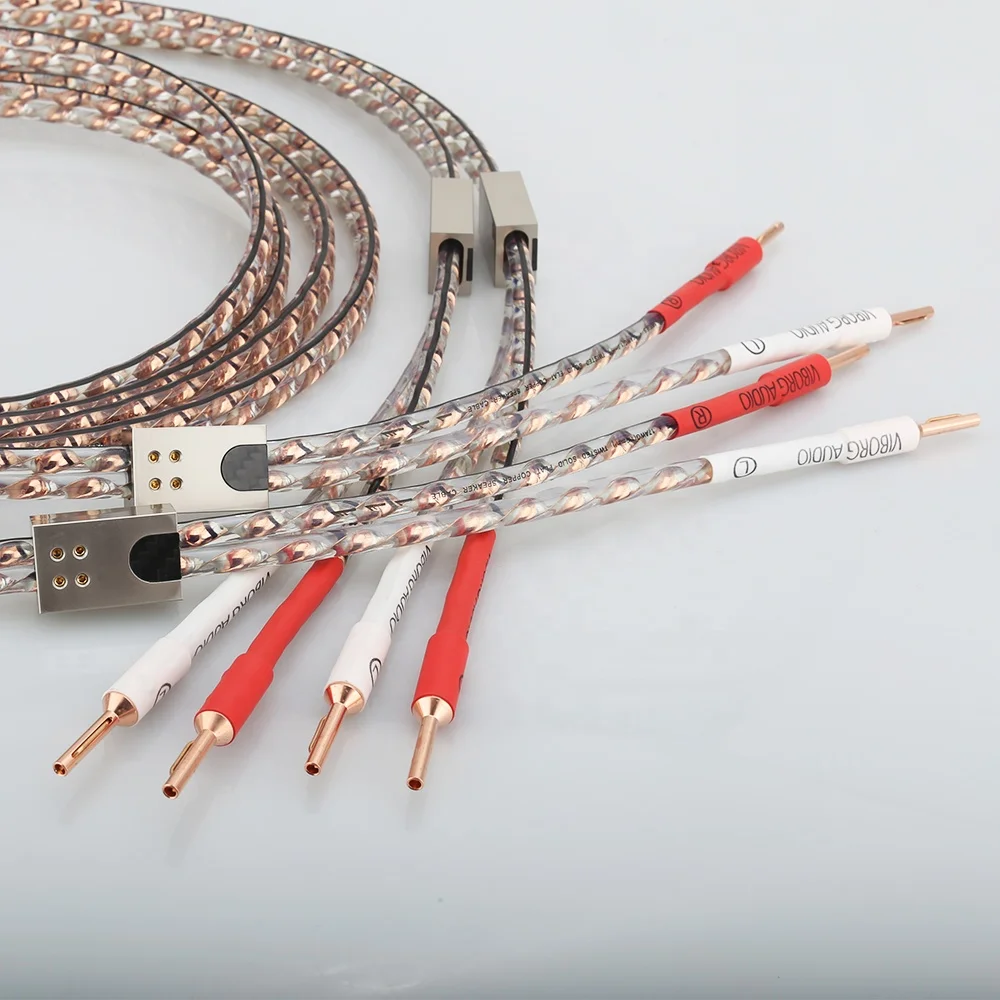 Viborg VS903 2.5m 17AWG Solid Flat Copper Hifi Audio Speaker Cable with VB401 Pure Copper Banana Plug