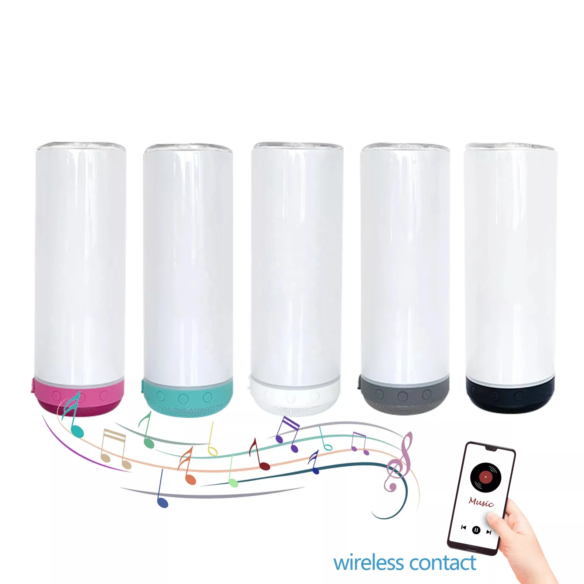 Vesub Wholesale Outdoor 20oz White Sublimation Blank Straight Speaker Smart Speaker Music Player Tumbler For Sublimation