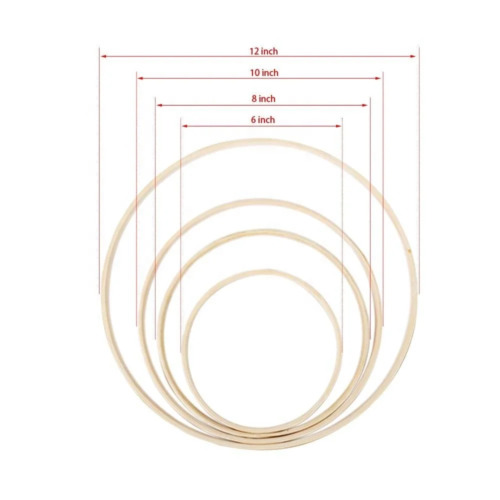 Large Wreath Craft Rings Circles Macrame Hoops Diy Dream Catcher, Wedding Decor, Wall Hanging Crafts Wooden Bamboo Floral Hoop