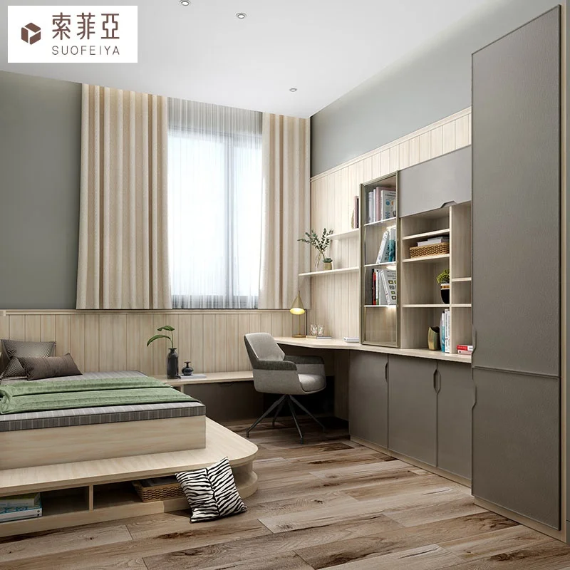 SUOFEIYA Hot Sale Mult-functional Tatami Cabinet Saving Space Design Adjustable Tatami Bed Furniture Set Bedroom Furniture Wood