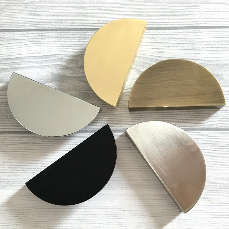 AIMINO OEM Modern Bedroom Home Furniture Hardware Half Moon Cabinet Handle Half Round Drawer Pulls Aluminum Gold Color Handle