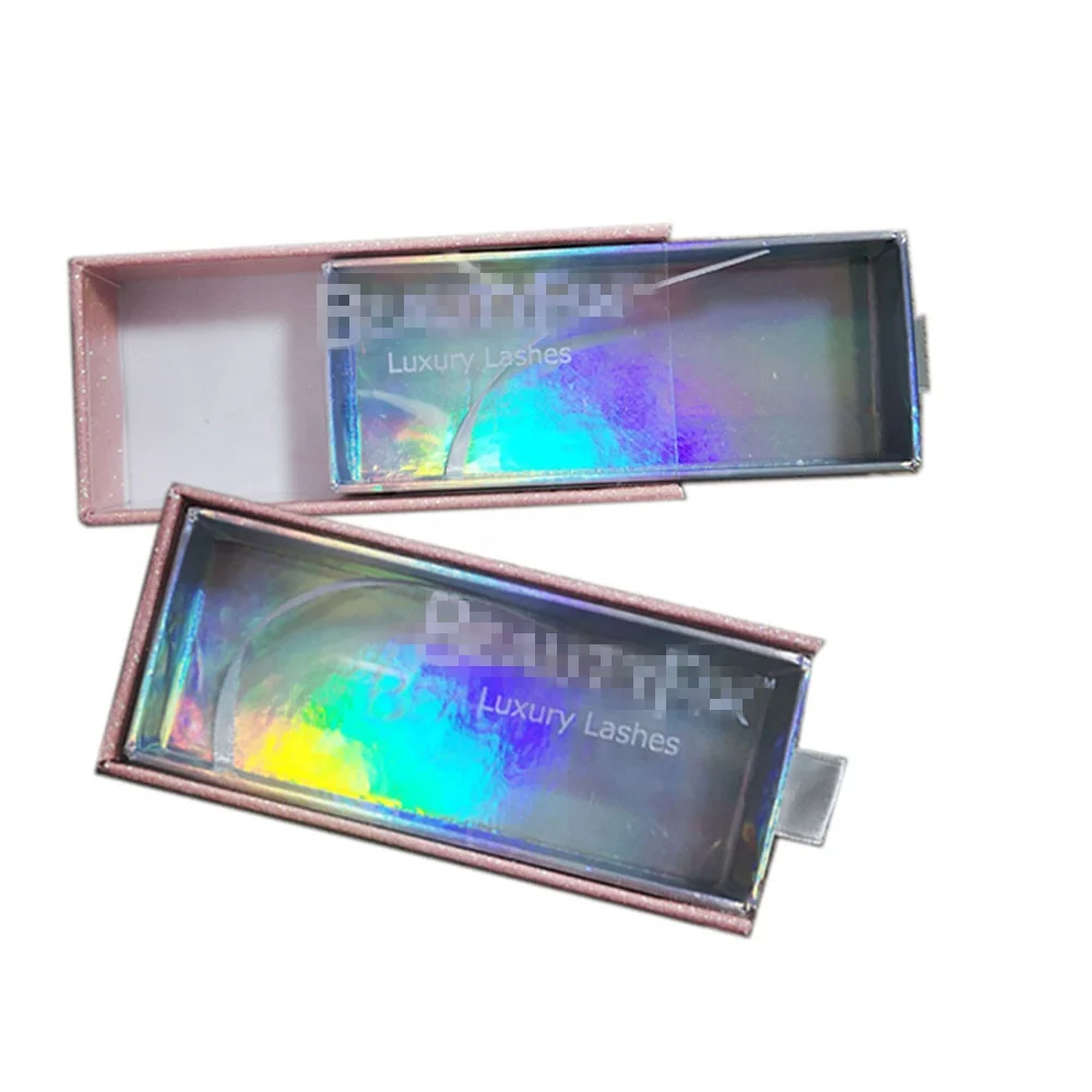 Private Label Custom Empty Drawer Eyelash Packaging Storage Box Case  with Clear Cover