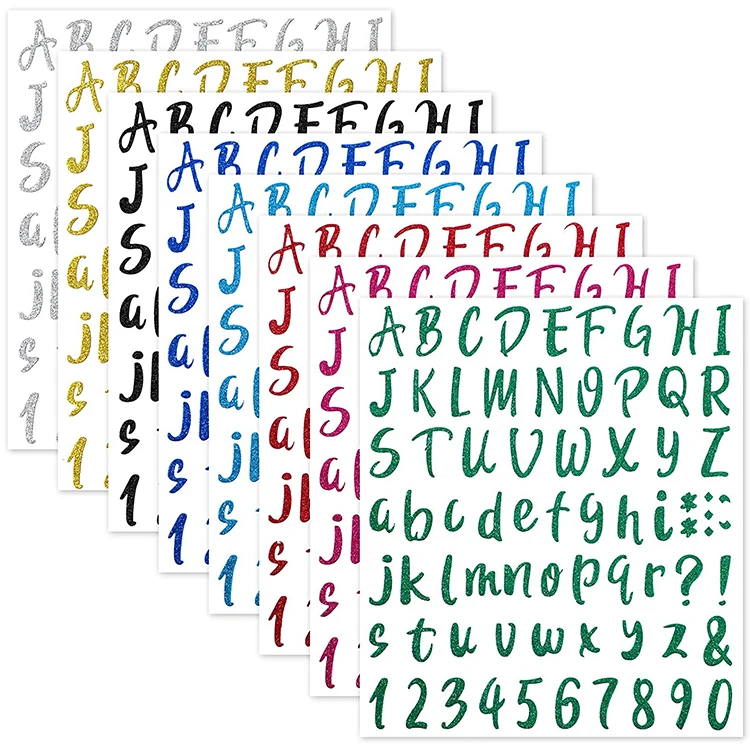 Glitter Vinyl Alphabet Letter Sticker DIY Alphabet Letter Labels Self-Adhesive Vinyl Sticker
