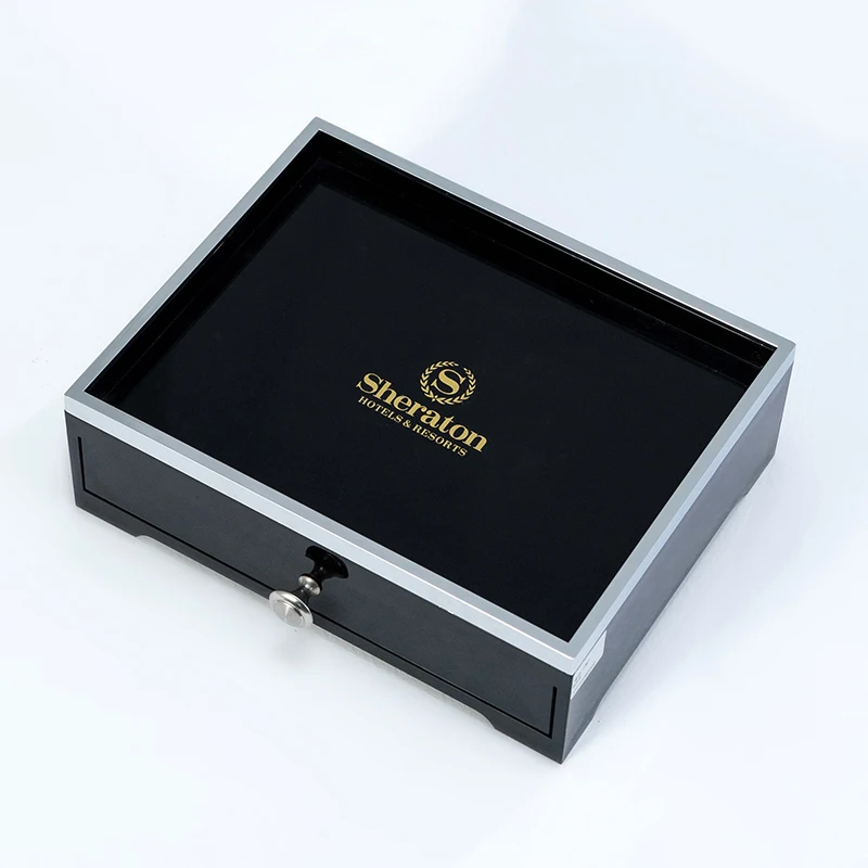 Factory Luxury 5 star hotel Latest Designed Bathroom Black Tray Hotel Leather Serving Tray