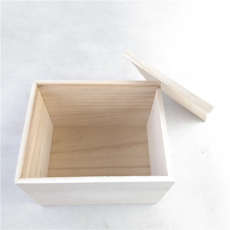 
light and cheap natura color paulownia wooden tea box gift packing box with sliding lid in stock 