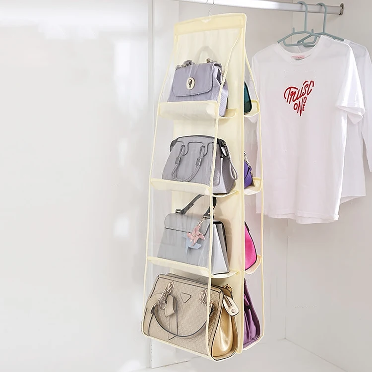 Amazon Top Seller 6/8 Pockets Space Saving Purse Organizers System Hanging Purse Bag Organizer for Tote