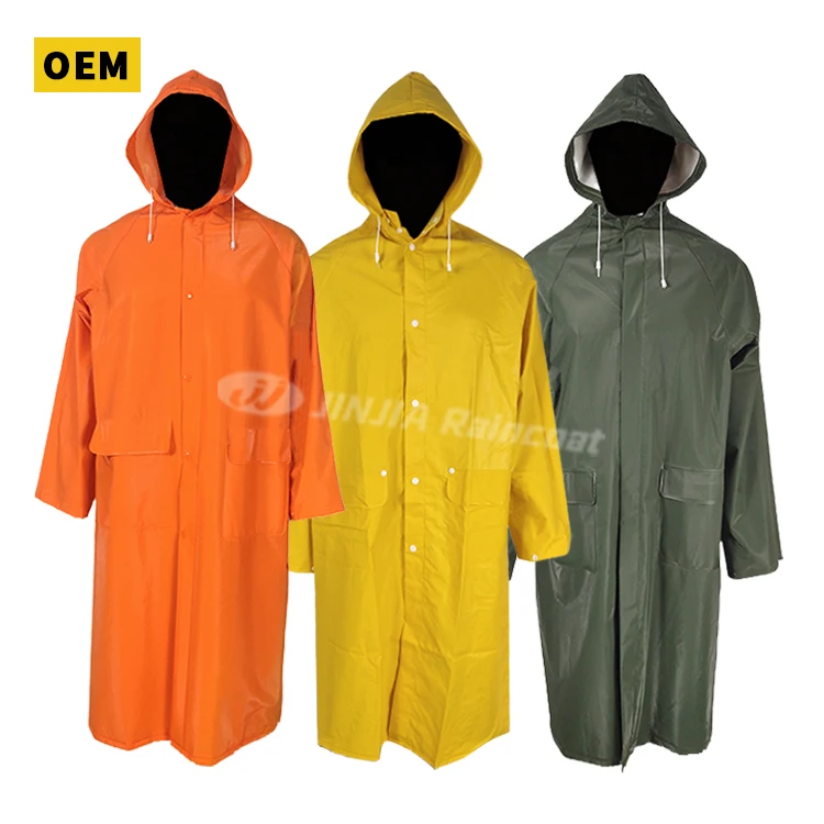 Cheap Waterproof Raincoat Industrial Work Heavy Duty Pvc Polyester Raincoat Durable Rain Coat Waterproof