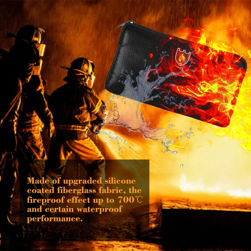 Fireproof and Waterproof Document Bag with Money Box Safe Cash File Folder Protective Pouch for Keys and Wallets