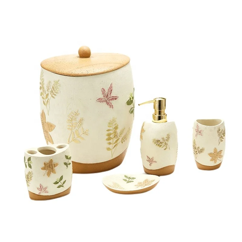 Factory price luxury sand filling bathroom accessories set designer bathroom sets