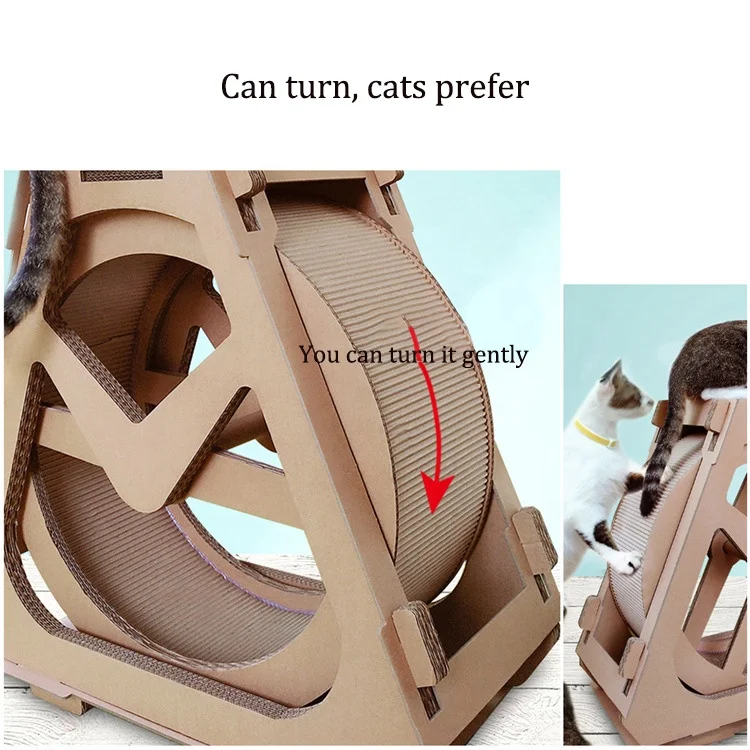 Sohpety Indoor Climbing Water Wheel Shape Scratcher Cardboard Treadmill Loaders Cats Exercise Running Wheel