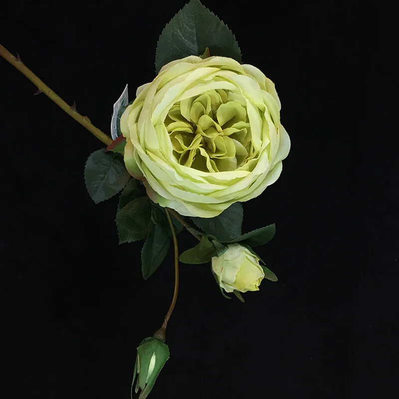 Sen Masine Custom Home Decorative Artificial Flowers Silk Real Touch Roses High Quality 2 Bud Green Fake Rose