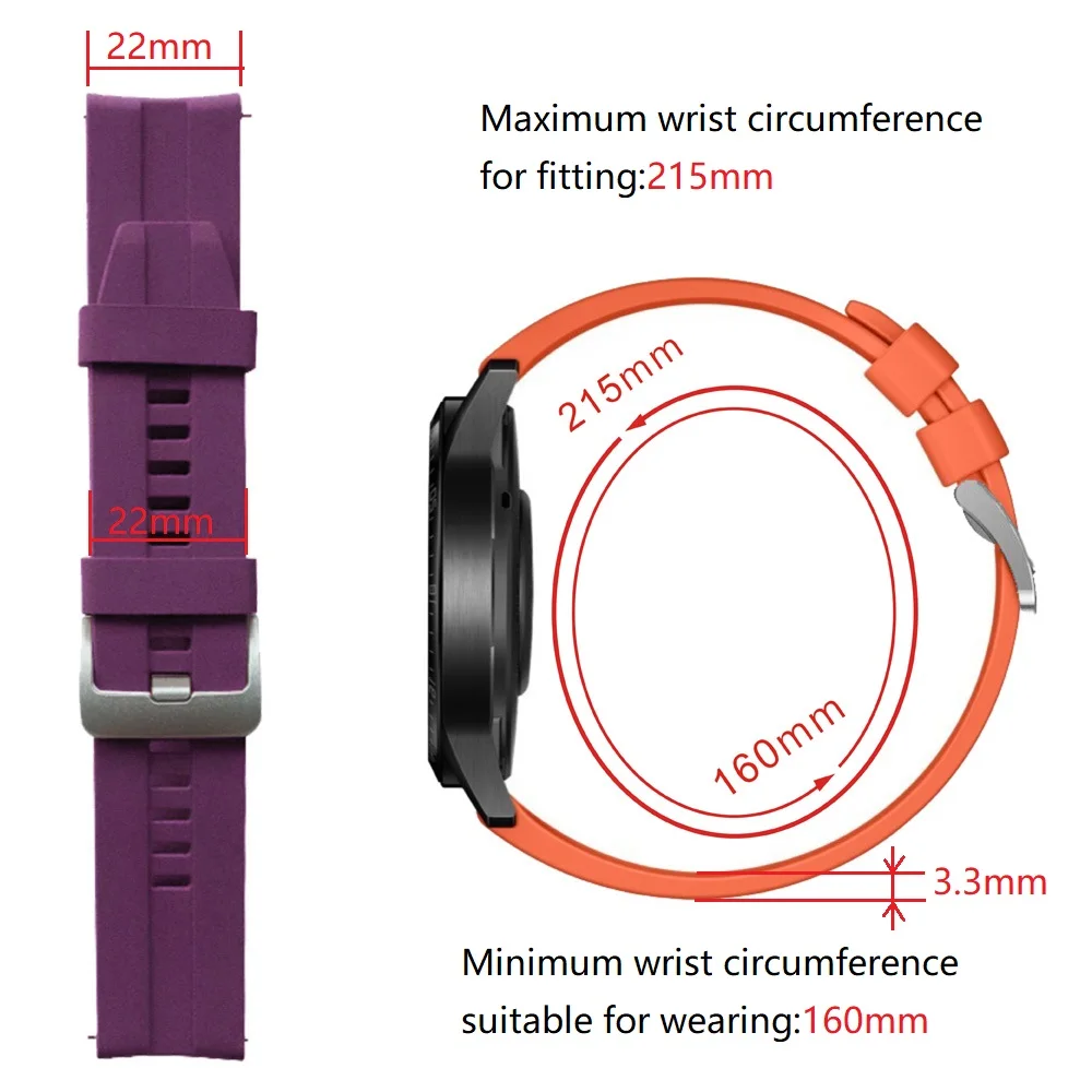 New Arrival 22mm Silicone watch strap for Huawei Watch GT/GT2 46mm/Samsung Gear S3 rubber Replacement huawei  watch bands