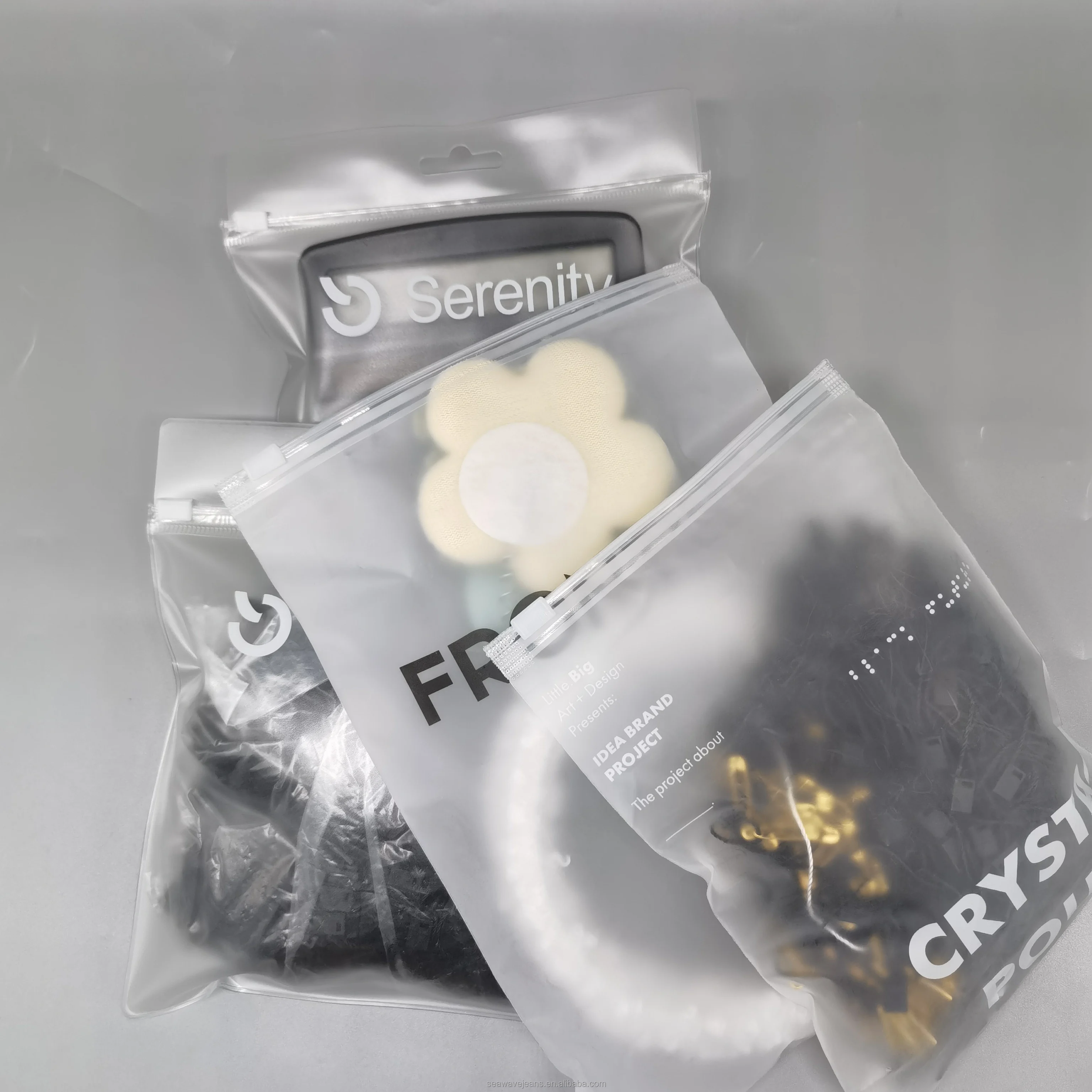 Hot sale pvc zipper bag with handle plastic hair  packaging bag  hair clips zip lock bag for Boutiques