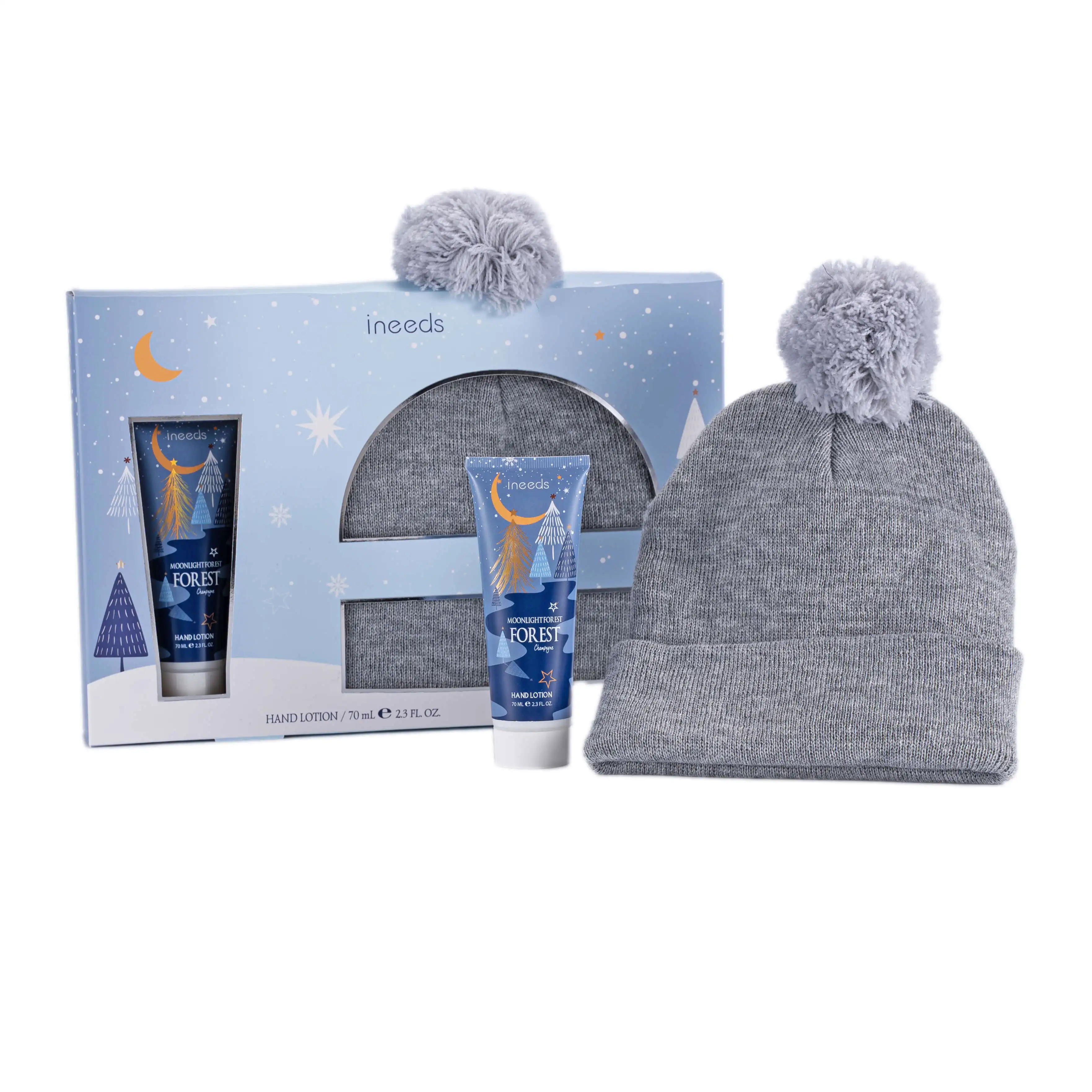 Customized Eco-Friendly Vegan Winter Christmas Hand Care Gift Set Body Moisturizer with Knitted Hat for Women