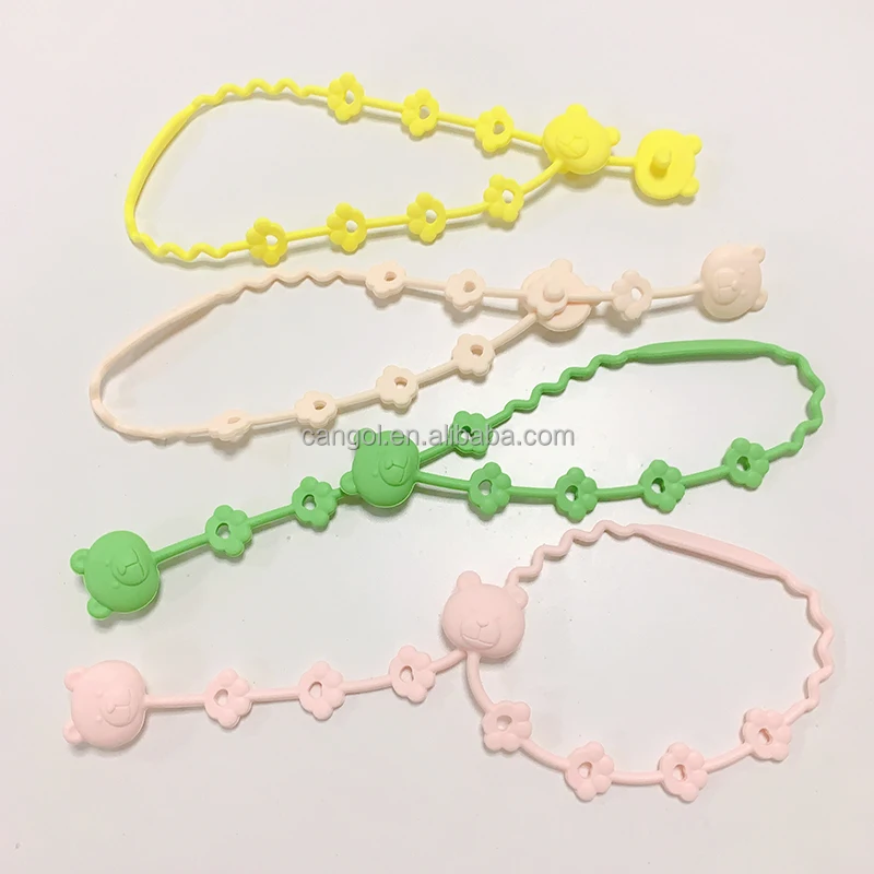 BPA FREE Stretchable Safety Baby Toy Strap Silicone Pacifier Clips Toddler Bottle Toy Harness Straps Anti-lost Chain For Kids