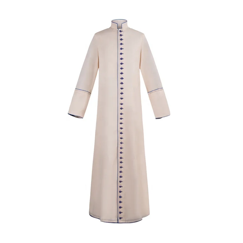 Hot sell factory wholesale church white clergy cassock with embroidery cross