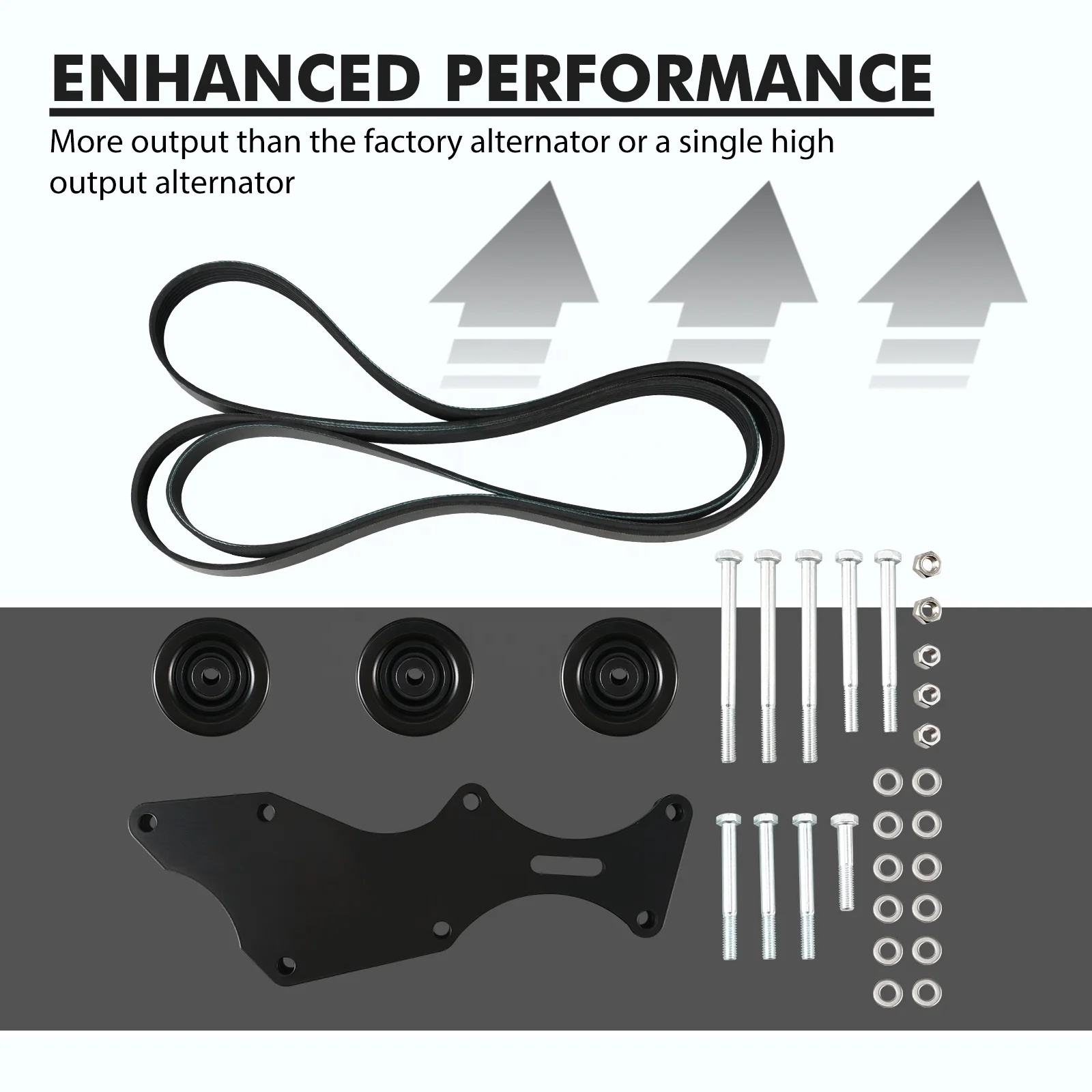 Bevinsee Steel Vortec V8 Gas Engines LS Triple Alternator Bracket Kit For Chevy For GM 4.8L 5.3L 6.0L 6.2L 2000-2011 2012 2013