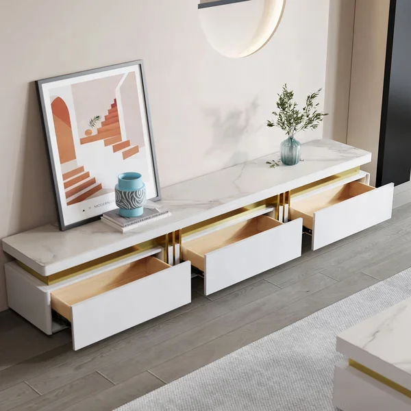 Настольная Подставка для телевизора NOVA White Muebles со спеченным камнем развлекательного центра медиаконсоли шкаф хранения гостиной